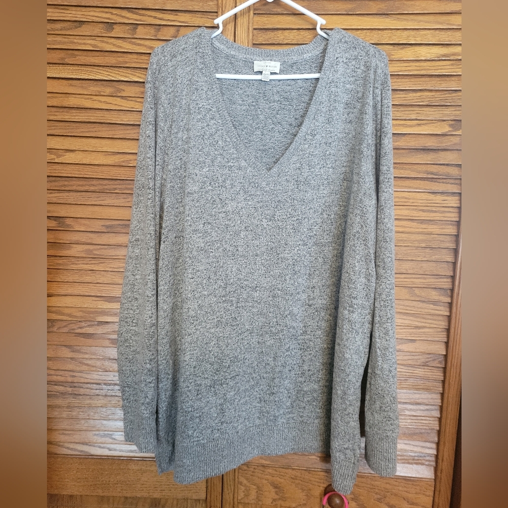 Lucky Brand Gray‎ V-Neck Men's Sweater Size XXL